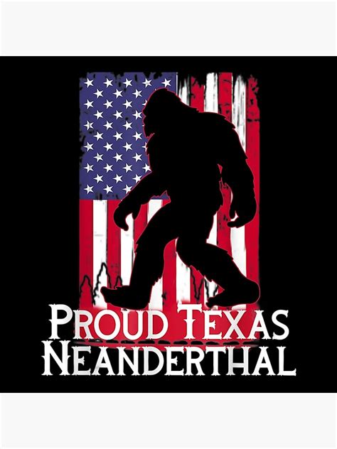 Vintage Proud Texas American Neanderthal US Flag Poster By