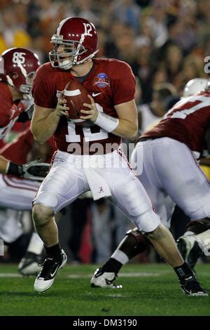 Alabama Quarterback Greg Mcelroy Looks To Block For Wide Receiver