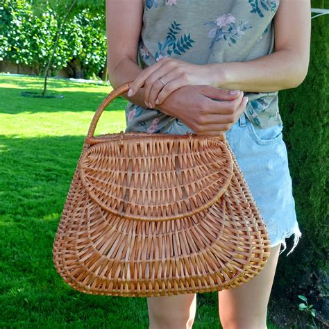 Large Wicker Basket Bag With Two Lids Padaworks