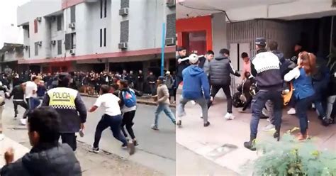 Video salvaje batalla campal entre estudiantes de dos escuelas en Tucumán