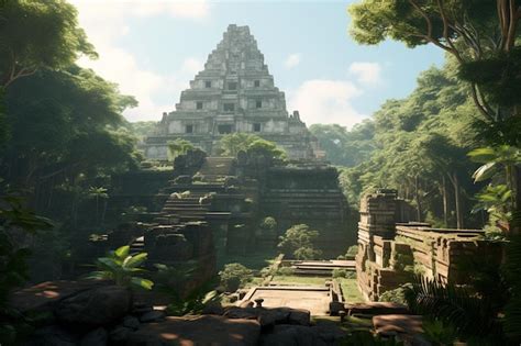 Premium Ai Image An Ancient Mayan Temple Surrounded By Lush Jungle