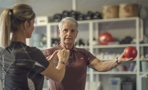 Physiotherapy Session With A Therapist Guiding A Patient Through