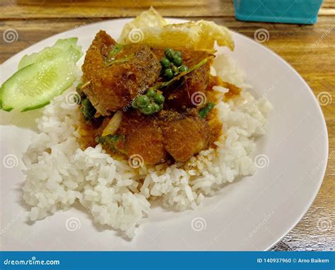 Rice with fish curry stock photo. Image of thai, curry - 140937960