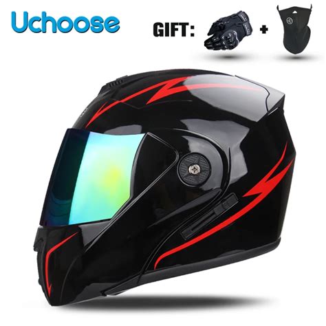 Uchoose Unisex Motocicleta Capacete Dot Certifica O Dupla Lente Se O