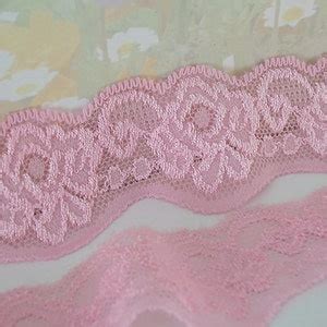 Yds Pink Elastic Lace Trim Stretch Ribbon Inch Wide Scalloped