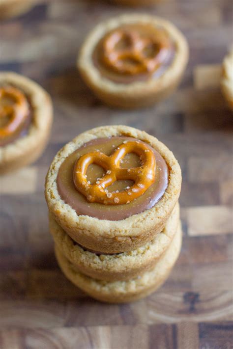 Peanut Butter Caramel Pretzel Cookie Cups - Lovely Little Kitchen