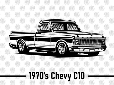 1970s Chevy C10 Truck American Classic Png Svg  Vector Cut File