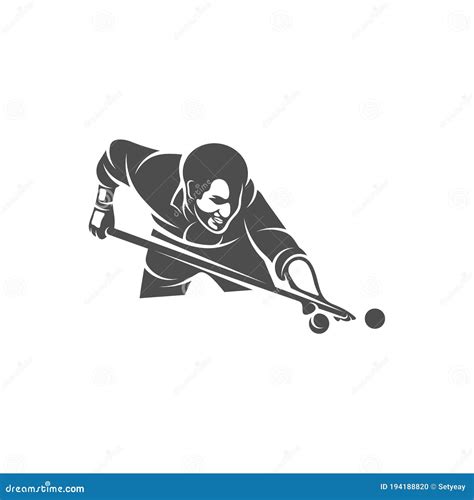 Player Billiards With Star Logo Design Vector. Illustration. Silhouette ...