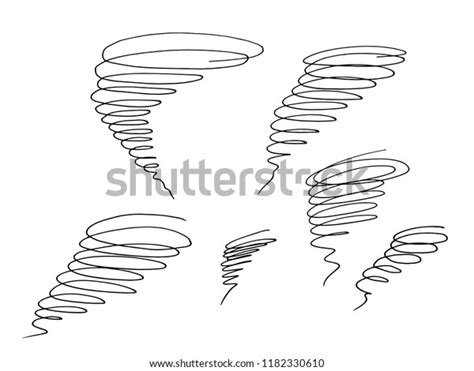 Hand Drawn Tornado Line Sketch Set Stock Vector Royalty Free