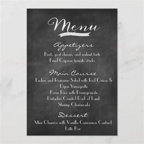 Chalkboard Wedding Menu With Monogram Zazzle