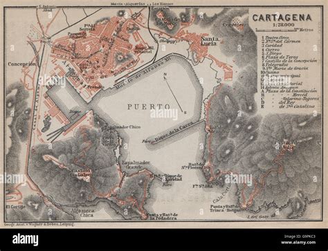 Cartagena Ciudad Antigua Ciudad Plan España España Mapa Baedeker