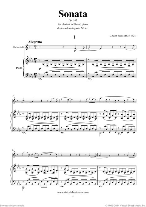 Saint Saens Clarinet Sonata In E Flat Major Op Sheet Music For