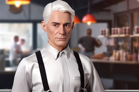 Premium Ai Image Portrait Of A Handsome Mature Man In A Cafe