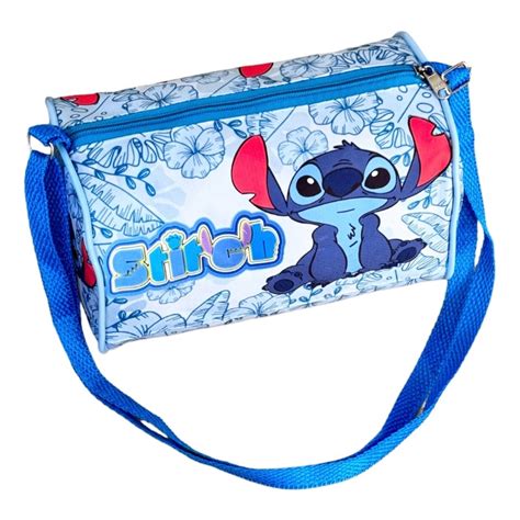 Bolsa Ba De Ombro Infantil Stitch Azul Bolsinha Transversal Menina