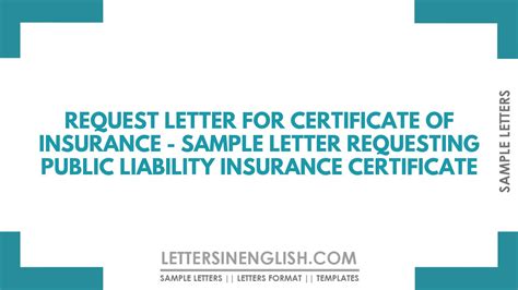 Request Letter For Certificate Of Insurance Sample Letter Requesting