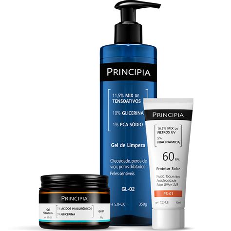 Hidratante E Protetor Solar - Principia Kit Rotina Essencial Gel hidratante GH-01 + Protetor Solar PS ...
