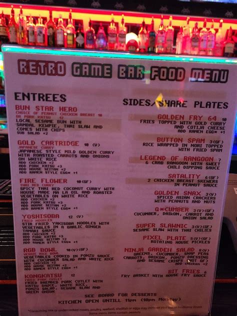 Menu at Retro Game Bar, Portland