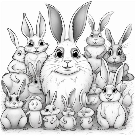 Premium AI Image | A drawing of a group of rabbits with one of them ...