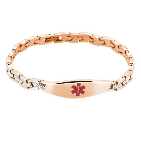 The Wave Medical ID Bracelet - Rose Gold-EMID8075R