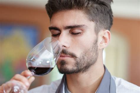 Man Smelling Red Wine Stock Photo Image Of Night Beverage 197409884