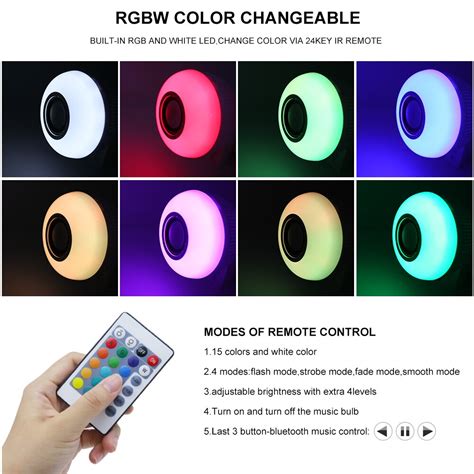 Smart E27 Bluetooth Speaker Led Lamp Rgbw 12W Met 24 Keys