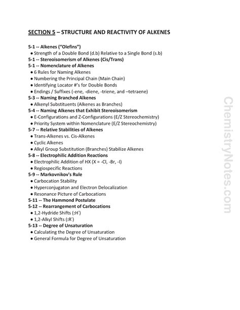 Section Structure And Reactivity Of Alkenes Section Structure And