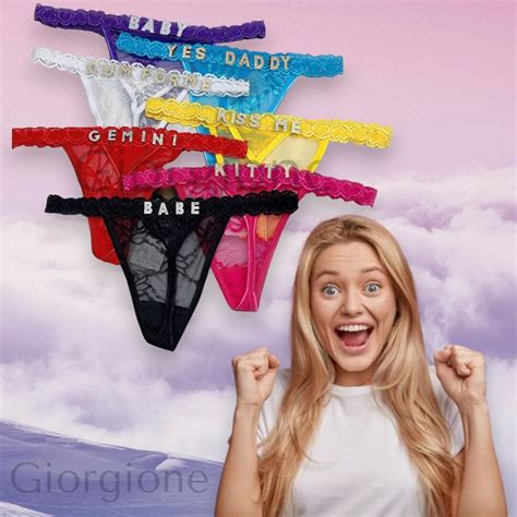 ANNIVERSARY Sexy Custom Name Panties G String Lace Thong Personalized Bikini Lingerie Crystal