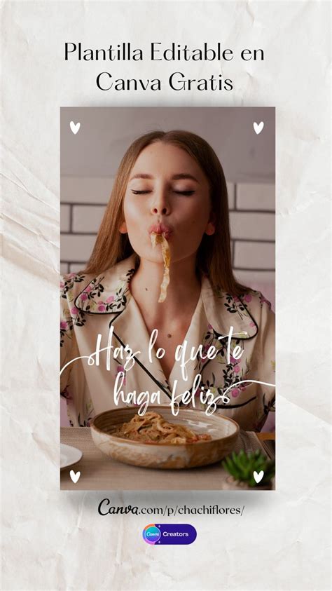 A Woman Eating Food With Her Eyes Closed And The Words Plantilla