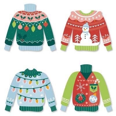 Big Dot Of Happiness Colorful Christmas Sweaters DIY Shaped Ugly