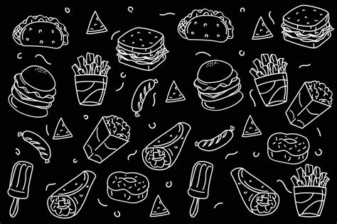 Fondo Decorativo De Comida Rápida Dibujado A Mano 7591385 Vector En