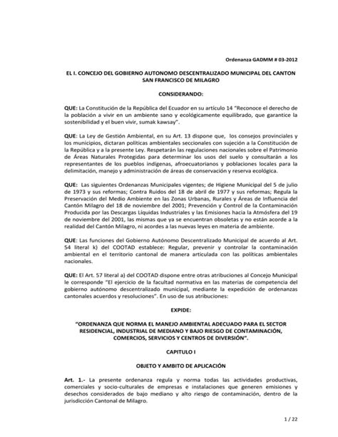 EL I CONCEJO DEL GOBIERNO AUTONOMO DESCENTRALIZADO MUNICIPAL DEL