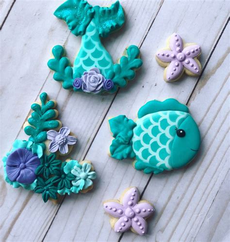 Mermaid theme Cookies | Mermaid cookies, Cookie decorating, Sugar ...