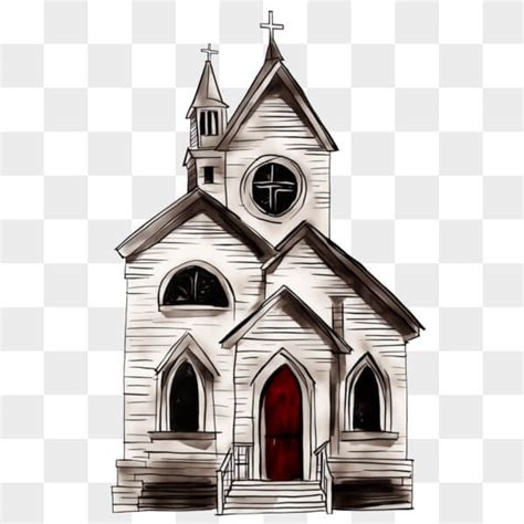 Baixe Desenho De Uma Igreja Antiga Porta Vermelha Png Creative