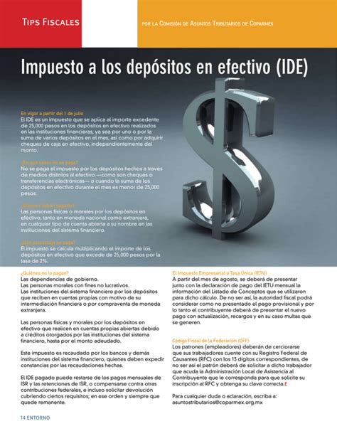 Impuesto A Los Dep Sitos En Efectivo Ide