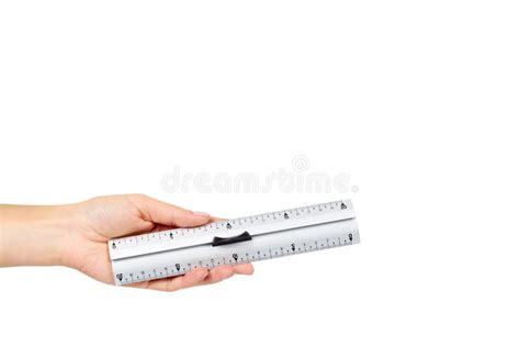 Gray Metal Ruler with Handle. Measuring Instrument Stock Photo - Image ...