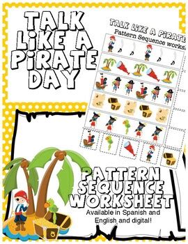 Yarr! Pirate pattern sequence worksheet by La tienda de Senora | TpT