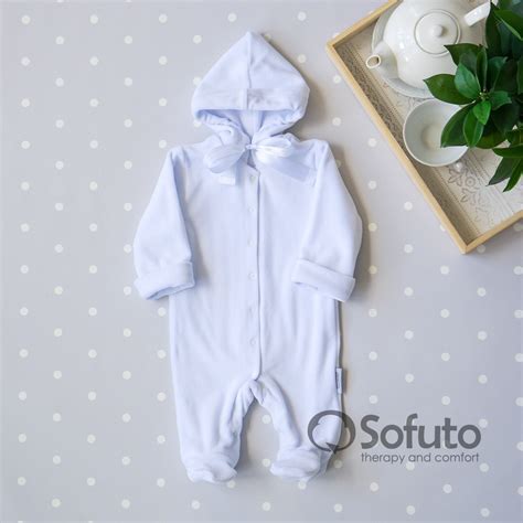 Комбинезон велюровый на кнопках Sofuto baby White купить по цене 845руб