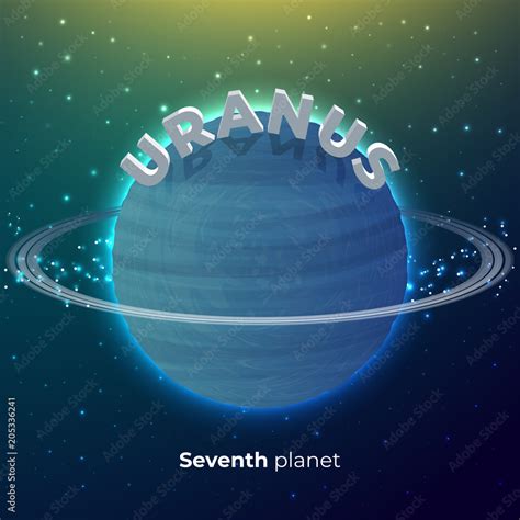 Vector Illustration Of Uranus Seventh Planet From The Sun Icon Space Background Stock Vector