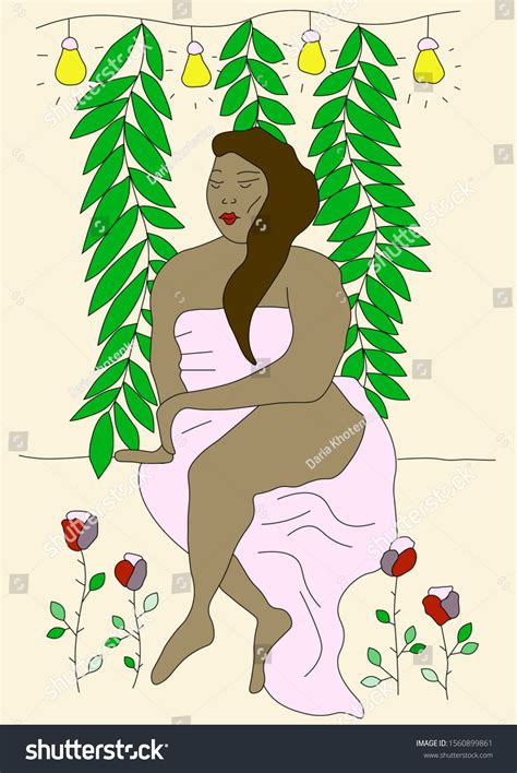 Nude African Woman Flowers Leaves Naked Stock Illustration Shutterstock