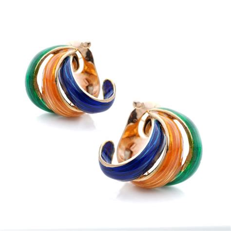 Van Cleef And Arpels Vintage Coloured Enamel Earrings 18 Catawiki