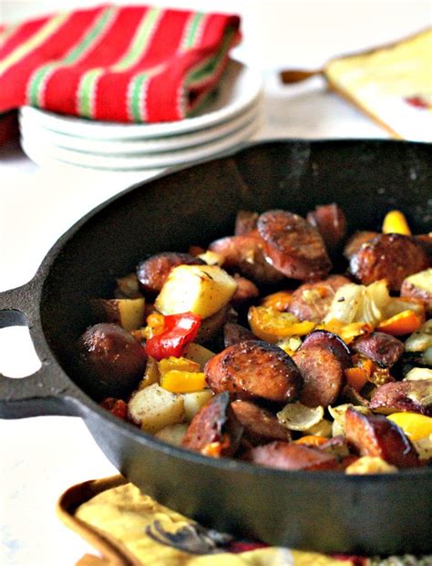 Kielbasa Skillet Dinner Recipe With Potatoes And Peppers Great One Pan