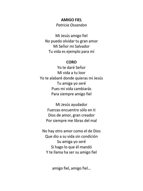 Amigo Fiel Letra Oficial Pdf