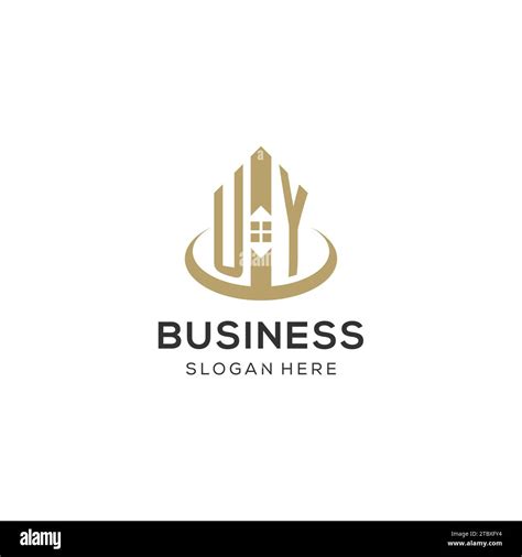 Initial Uy Logo With Creative House Icon Modern And Professional Real