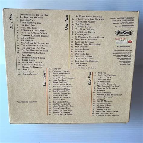 GORDON LIGHTFOOT SONGBOOK 4 CD Box Set 1999 Anthology Warner Archives ...