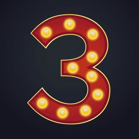 Number three sign marquee light bulb vintage 540881 Vector Art at Vecteezy