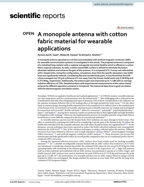 A Monopole Antenna With Cotton Fabric Material For Wearable Applications