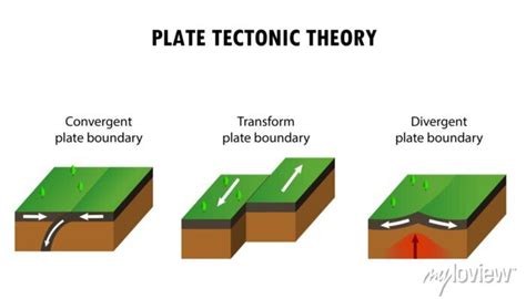 Diagram Showing The Plate Tectonic Theory Posters For The Wall • Posters Vector Illustration