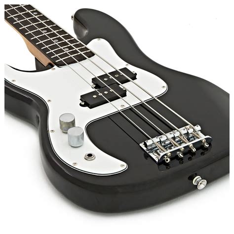 34 La Left Handed Bass Guitar By Gear4music Black At Gear4music