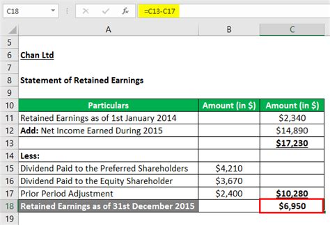 Statement of Retained Earnings Example | Excel Template with Examples ...