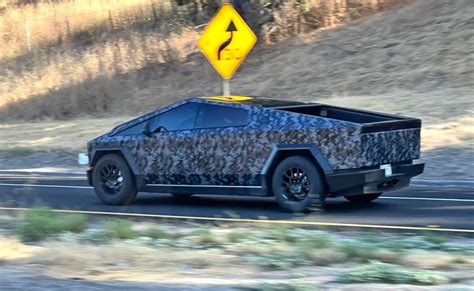 Tesla Cybertruck With New Darker Camouflage Wrap Spotted Electrek